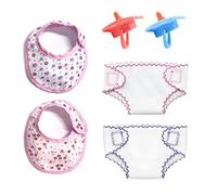 PFLYPF Lot de 4 Accessoires pour poupée, Bavoir/Couche/Sucette,Jouets pour Enfants, Accessoires d'alimentation de poupée, Bavoir réutilisable, Couches Autocollantes, Jouets de rôle, avec 2 tétines