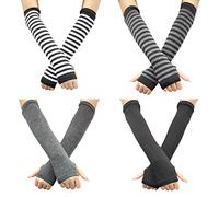 PFLYPF Lot de 4 paires de gants sans doigts pour homme et femme, Schwarz, taille unique