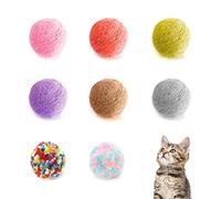 PFLYPF Lot de 6 pelotes de laine avec 2 balles en peluche - Balles interactives en feutre pour chaton - Balles élastiques à mâcher pour l'entraînement et le jeu