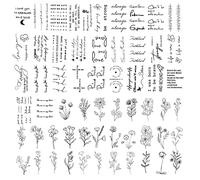 PFLYPF Lot de 60 feuilles d'autocollants de tatouage temporaire étanches, accessoires de fête, tatouages collants, autocollants de tatouage, mots inspirants, autocollants de tatouage, Unisex