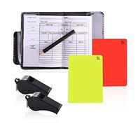 PFLYPF Lot de cartes d'arbitre de football avec 2 sifflets noirs - Carte d'arbitre rouge et jaune durable - Pour la coupe du monde et divers événements