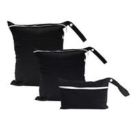 PFLYPF Sac à Langer Noir 3 Pièces avec Double Poche Zippée, Étanche Sec et Humide, Réutilisable pour les Voyages, la Natation, la Gym, le Bébé