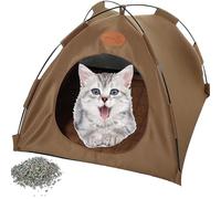 Pfoten Bedarf Katzen Kühlzelt Premium Tente rafraîchissante pour chat - Tente portable rafraîchissante et pliable pour intérieur et extérieur, idéale comme refuge en cas de chaleur estivale (café, M)