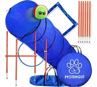 PFOTENGUT® Agility Kit pour chien [11 pièces] - Kit de haies polyvalentes avec tunnel pour chien, slalom, etc. Pour l'entraînement et le sport canin - Avec accessoires et sac de transport