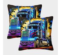 PFQHUAIDH Camion Impression 3D Taie d'oreiller Décoration D'intérieur Carré Vehicle Housse De Coussin Lot De 2 pour Canapé, Lit, Chaise 45x45cm