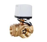 PFRANK 1PC DN15 DN20 DN25 DN50 3 Voies vanne à Boisseau sphérique motorisée étanche 3 Fils 2 Commandes vanne à Boisseau sphérique électrique en Laiton Gros Couple Moteur en métal(DN20,24VAC)