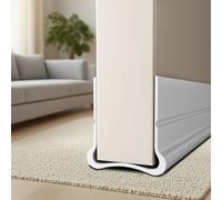 PFSLiang 93cm Blanc Bas de Porte Calfeutrer, Silicone Bande D'étanchéité, Isolation Porte pour Les Portes de 3.5 à 5.5 cm d'épaisseur avec Un Espace inférieur de 0.3 à 2.6 cm.