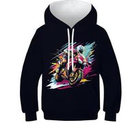 PFYWZJDDTTBD Sweat À Capuche pour Enfants Buggy 3D Imprimé Hoodies Costume À Manches Longues Sports extrêmes Sweat-Shirts Manches Longues Pullover Âge : 6-15 Ans9-11Y