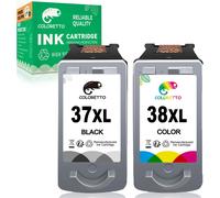 Pg-37 Cl-38 Cartouche Pour Canon 37 38 Pour Canon Pixma Ip1800 Ip1900 Ip2500 Ip2580 Ip2600 Mp140 Mp190 Mp210 Mp220 Mp470 Mx300 Mx310 Cartouche D'Encre Pour Canon 37 38 Xl Noir Et Couleur