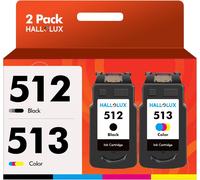 PG-512 CL-513 Black Tri-Colour Ink Cartridge Replacement for Canon 512 PG-512 CL-513 PG-512XL CL-513XL for Canon Pixma MP495 MP230 MP270 MX420 IP2700 (Pack of 2)