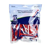 PGA Tour 200 Tees de Golf en Bois - Rouge/Blanc/Bleu, 70 mm