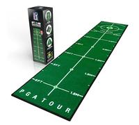 PGA Tour 8ft Deluxe Golf Putting Mat for Indoor Golf, Golf Mat with Training Guidelines, Full Size Hole Target, 6ft Putting Area, Green, Portable Carry Bag Included