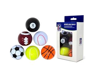 PGA Tour Fun Sport Golf Balls (Set of 6), Unisex, Multicolor