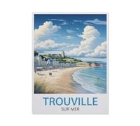 PGCKSK 5d Diamant Broderie，Trouville Sur Mer vintage travel poster，Diamant Croix Peinture Kits Diy(40 x 50 cm/15.74 x 19.68 pouces)-AO32