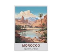 PGCKSK 5D Diamant Peinture,Affiche vintage de voyage du Maroc, Afrique du Nord,Diamond Painting Strass Complet, Croix Peinture Strass Salon Chambre Stickers Home Décoration Murale(40 x 50 cm)-BV97