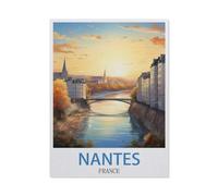 PGCKSK 5D Diy Diamant Peinture，Affiche de voyage vintage de Nantes en France，Point De Croix Diamant，Mosa?que Artisanat Peinture Décorative（50 x 60 cm/19.68 x 23.62 pouces）-BT47