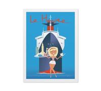 PGCKSK 5D DIY Diamant Peinture，Affiche de voyage vintage du paquebot Le Havre en France，Diamant Point De Croix Mosa?que Image Halloween Diamant Broderie（30 x 40 cm/11.81 x 15.74 pouces）-BP65