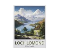 PGCKSK Affiche de voyage vintage de Loch Lomond en Écosse Paysage，panneaux métalliques en étain, Art mural | Affiche imprimée en fer blanc épais, décoration murale(20x30cm 8x12 inch-AG19