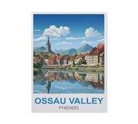 PGCKSK Affiche de voyage vintage des Pyrénées de la Vallée d'Ossau，5D Plein Diamant Peinture DIY Diamant Broderie Décoration de La Maison（40 x 50 cm/15.74 x 19.68 pouces）-BT75