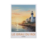 PGCKSK Affiche de voyage vintage du Grau du Roi Gard，5D Plein Diamant Peinture DIY Diamant Broderie Décoration de La Maison（30 x 40 cm/11.81 x 15.74 pouces）-BT95
