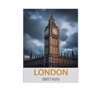 PGCKSK Affiche de voyage vintage Londres Grande-Bretagne，panneaux métalliques en étain, Art mural | Affiche imprimée en fer blanc épais, décoration murale(15x30cm 6x12 inch-AG99
