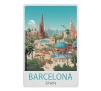 PGCKSK Barcelone Espagne，Panneau en métal - Plaque murale pour maison, bar, café, salle de jeux, garage(20x30cm 8x12 inch-Z77