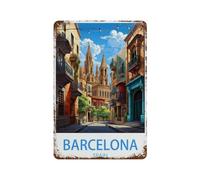 PGCKSK Barcelone Espagne,Vintage Métal Étain Signe Rétro Fer Affiche Peinture pour la Maison Bar Café Cuisine Restaurant Décoration Murale(15x30cm 6x12 inch-R55