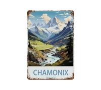 PGCKSK Chamonix France,Vintage Métal Signe D'Étain pour la Maison Cuisine Ferme Jardin Garage Décoration Murale(20x30cm 8x12 inch-N96