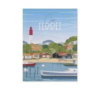 PGCKSK Diamond-Painting Rond,Affiche de voyage vintage du Cap Ferret en France,Broderie Diamant,Tableau Strass Diamant, Artisanat Cristal en Mosaïque Cadeaux Faits à la Main(30 x 40 cm)-BN78