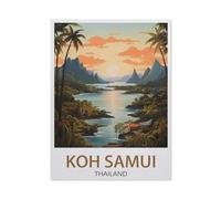 PGCKSK Diy 5D Diamond Painting Kits，Affiche de voyage vintage Koh Samui Thaïlande, plage，Diamond Painting Kits pour Tableau Decoration Murale Salon Broderie Diamant kit Complet(30 x 40 cm)-AW60