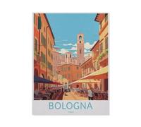 PGCKSK Métal Étain Signe,Affiche de voyage vintage Bologne Italie Route,Plaque Rétro Fer Signe Mural Mural Art Déco pour Salle Bain Restaurant Maison Cafés Bar Pub Déco Cadeau(30x40cm 12x16 inch-AG89