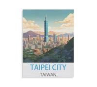 PGCKSK Métal Étain Signe，Affiche de voyage vintage de la ville de Taipei à Taïwan，Plaque Rétro Fer Signe Mural Mural Art Déco pour Salle Bain Restaurant Maison Cafés Bar Pub Déco Cadeau(30x40cm-AF89