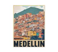 PGCKSK Métal Étain Signe,Affiche de voyage vintage Medellin,Plaque Rétro Fer Signe Mural Mural Art Déco pour Salle Bain Restaurant Maison Cafés Bar Pub Déco Cadeau(20x30cm 8x12 inch-AG69