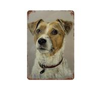 PGCKSK Métal Étain Signe,Animaux Chien Jack Russell Terrier,Plaque Rétro Fer Signe Mural Mural Art Déco pour Salle Bain Restaurant Maison Cafés Bar Pub Déco Cadeau-15 x 30 cm （6 x12 inch） L69