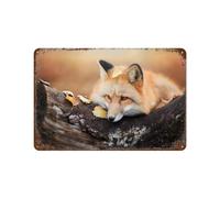 PGCKSK Métal Étain Signe,chasse au renard,Plaque Rétro Fer Signe Mural Mural Art Déco pour Salle Bain Restaurant Maison Cafés Bar Pub Déco Cadeau,30 x 40 cm (12 x 16 inch)-N69