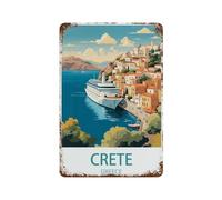 PGCKSK Métal Étain Signe,Crète Grèce,Plaque Rétro Fer Signe Mural Mural Art Déco pour Salle Bain Restaurant Maison Cafés Bar Pub Déco Cadeau(15x30cm 6x12 inch-N69