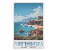 PGCKSK Métal Étain Signe,Fuerteventura Îles Canaries,Plaque Rétro Fer Signe Mural Mural Art Déco pour Salle Bain Restaurant Maison Cafés Bar Pub Déco Cadeau(20x30cm 8x12 inch-Z29