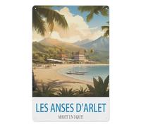 PGCKSK Métal Étain Signe,Les Anses D'arlet Martinique,Plaque Rétro Fer Signe Mural Mural Art Déco pour Salle Bain Restaurant Maison Cafés Bar Pub Déco Cadeau(15x30cm 6x12 inch-W49