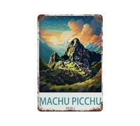 PGCKSK Métal Étain Signe,Machu Picchu Pérou,Plaque Rétro Fer Signe Mural Mural Art Déco pour Salle Bain Restaurant Maison Cafés Bar Pub Déco Cadeau(15x30cm 6x12 inch-P29