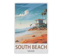 PGCKSK Métal Étain Signe,South Beach Miami,Plaque Rétro Fer Signe Mural Mural Art Déco pour Salle Bain Restaurant Maison Cafés Bar Pub Déco Cadeau(30x40cm 12x16 inch-9