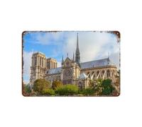 PGCKSK Notre-Dame de Paris France,panneaux métalliques en étain, Art mural | Affiche imprimée en fer blanc épais, décoration murale-15 x 30 cm (6 x12 inch) J19