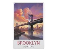 PGCKSK Panneau en étain en métal，Brooklyn État de New York，décor de maison pour café, Bar, décor Vintage(20x30cm 8x12 inch-1