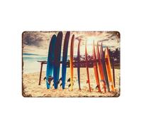PGCKSK Panneau en étain en métal,Planches de surf, de nombreuses planches de surf différentes sur la plage,décor de maison pour café, Bar, décor Vintage,20 x 30 cm (8 x 12 inch)-P41