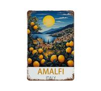 PGCKSK Panneau en métal en étain，Affiche d'Amalfi，Tin Sign Vintage Decor Cave Café Bar Chambre Maison Décoration murale nostalgique en étain(30x40cm 12x16 inch-O14
