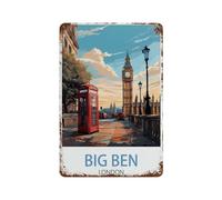 PGCKSK Panneau en métal en étain,Big Ben Londres,Tin Sign Vintage Decor Cave Café Bar Chambre Maison Décoration murale nostalgique en étain(15x30cm 6x12 inch-T34