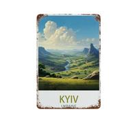 PGCKSK Panneau en métal en étain,Kiev Ukraine Montagne,Tin Sign Vintage Decor Cave Café Bar Chambre Maison Décoration murale nostalgique en étain(30x40cm 12x16 inch-O74
