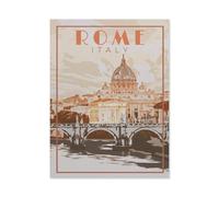 PGCKSK Panneau en métal en étain,Rome Italie, affiche de voyage vintage,Tin Sign Vintage Decor Cave Café Bar Chambre Maison Décoration murale nostalgique en étain(30x40cm 12x16 inch-AG74
