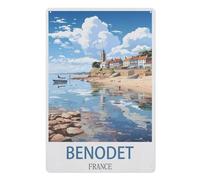 PGCKSK Panneau Métal Vintage，Bénodet France，Décoration Murale Rétro Plaque Fer Décoration Murale à Suspendre Cadeau pour Salon,Maison,Cuisine,Bar,Café,Jardin,Pub(15x30cm 6x12 inch-7