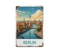 PGCKSK Panneau Métal Vintage,Berlin Allemagne,Fer Plaque Peinture Rétro Décoration Murale Art Mural à Suspendre pour Jardin Cour Maison Café Extérieur Club Bar(20x30cm 8x12 inch-O68