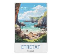 PGCKSK Panneau Métal Vintage，Etretat France Lac，Décoration Murale Rétro Plaque Fer Décoration Murale à Suspendre Cadeau pour Salon,Maison,Cuisine,Bar,Café,Jardin,Pub(30x40cm 12x16 inch-W27